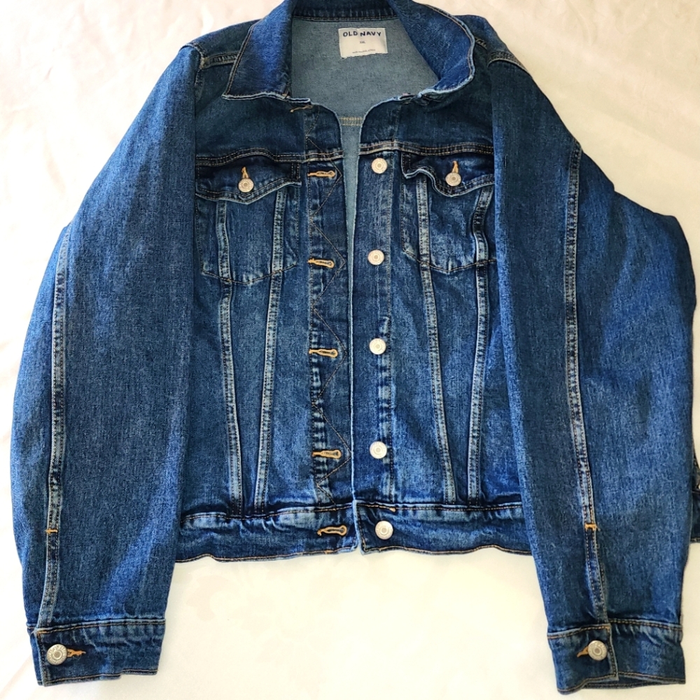 Old Navy blue Jean Jacket XXL Denim double stitching,Thick, warm,Grunge,cowgirl